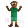 brun Bouledogue dans Vert Sweat-shirt Mascotte Costume