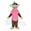 brun Drôle Singe dans Rose T-shirt Mascotte Costume Animal
