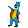 Bleu Dragon avec Orange Ailes Mascotte Costume Animal