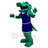 Pouvoir Alligator avec Bleu marin Uniforme Mascotte Costume Animal