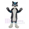 Drôle Bleu et gris Chien husky avec Bleu Yeux Mascotte Costume