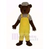 Teddy Ours dans Jaune Salopette Mascotte Costume Dessin animé