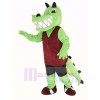 Vert Crocodile avec rouge Gilet Mascotte Costume
