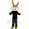 gris et blanc lapin avec Noir Manteau Mascotte Costume