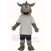 Rhinocéros dans blanc T-shirt Mascotte Costume