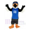 Noir Aigle dans Bleu Jersey Mascotte Costume