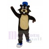 marron Castor avec Bleu Chapeau Mascotte Costume