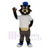 marron Castor dans blanc T-shirt Mascotte Costume