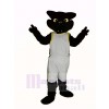 Cool Noir Panthère avec blanc Manteau Mascotte Costume Adulte