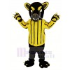 Noir Panthère dans Jaune Rayé vêtements Mascotte Costume Animal