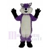 Violet Chien husky avec Longue Cheveux Mascotte Costume