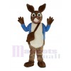 brun Peter Lapin dans Bleu Manteau Mascotte Costume