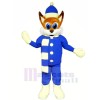 marron Renard avec Bleu Costume Mascotte Les costumes Dessin animé