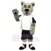 Grau Kojote Wolf mit Weiß T-Shirt Maskottchen Kostüme Karikatur