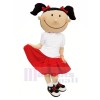 Mignonne Fille avec rouge Jupe Mascotte Costume Dessin animé