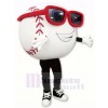 blanc Base-ball avec Des lunettes Mascotte Costume Dessin animé