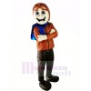 Pilote avec marron Veste Mascotte Costume Dessin animé