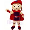 Mignonne Fille avec rouge Chapeau Mascotte Costume Dessin animé