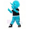 Bleu Triceratops Dinosaure Mascotte Costume Dessin animé