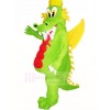 vert Dragon avec Jaune Ailes Mascotte Costume Dessin animé