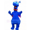 Bleu Dragon avec Rose Ailes Mascotte Costume Dessin animé