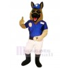 Police Chienavec Bleu Chapeau Mascotte Costume Dessin animé