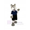 gris et blanc Police Chien Mascotte Costume Dessin animé