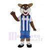 Football Renard dans Bleu et blanc Jersey Mascotte Costume