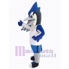 Oiseau bleu et noir en chemise blanche Mascotte Costume Animal