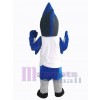 Oiseau bleu et noir en chemise blanche Mascotte Costume Animal