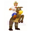 Cow-boy Cow-girl Balade sur marron Cheval Gonflable Halloween Noël Les costumes pour Adulte