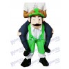 Piggyback barbu oncle Carry Me Ride vert survêtement homme mascotte Costume