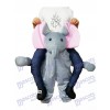 Piggyback Elephant Carry Me Ride Costume de mascotte d'éléphant gris