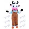 Blue Eyes Cow avec dessin de costume de mascotte de salopettes marron