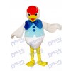 Costume de mascotte de canard arc bleu