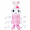 Grande tête rose lapin lapin de Pâques mascotte Costume Animal