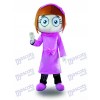 Robe pourpre Big Eyes Girl Mascotte Costume Cartoon