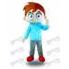 Blue Shirt Big Eyes Boy Costume de mascotte