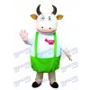 Grosse vache avec un costume de mascotte bleu