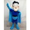 Costume de super héros avec mascotte de manteau bleu