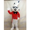 Costumes de mascotte de lapin de bogues de lapin blanc de Pâques avec le manteau rouge