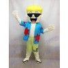 Cool Costume de mascotte de lunettes de soleil garçon en chemise bleue