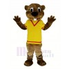 marron Castor dans Jaune Chemise Mascotte Costume Animal Adulte