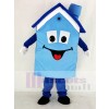 Réaliste Bleu Maison Mascotte Costume École