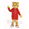 Daniel tigre avec rouge Manteau Mascotte Costume