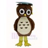 marron Docteur Hibou avec Bleu Casquette Mascotte Costume