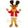 marron Renne avec rouge Manteau Mascotte Costume Noël