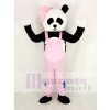 Panda avec Rose Salopette et Chapeau Mascotte Costume Dessin animé