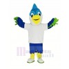 Royal Bleu Tête Oiseau avec blanc T-shirt Mascotte Costume Animal