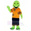 vert Lézard avec Orange T-shirt Mascotte Costume Dessin animé